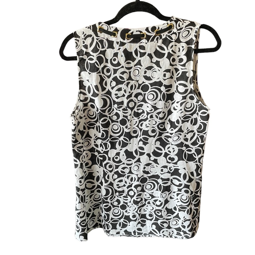 St TROPEZ West ~Women’s Linen Blend Tank Top Black and White Print Size Large - Picture 6 of 7